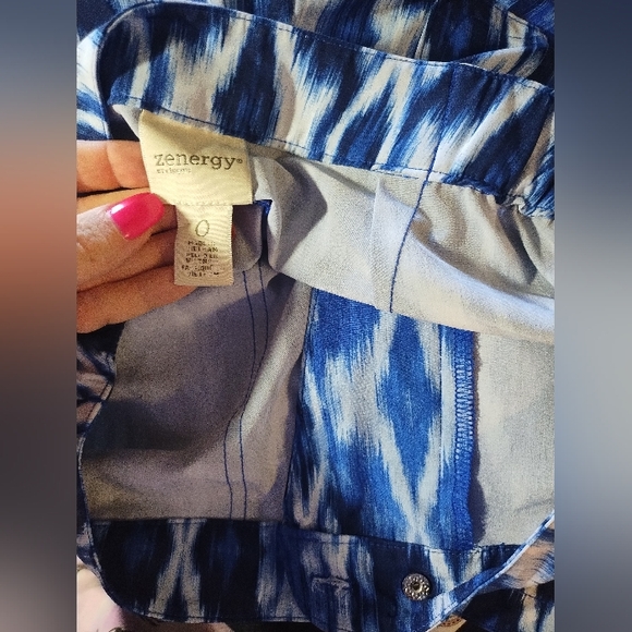 Chicos Zenergy Cropped Pants Blue Patterned Coastal Beach Boho Classy - Picture 11 of 14